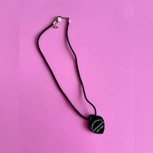 Black Vintage Tiffany & Co. Please Return To Tiffany Heart Tag Charm Necklace